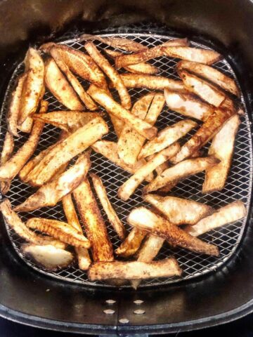 air fryer turnip fries in the air fryer basket
