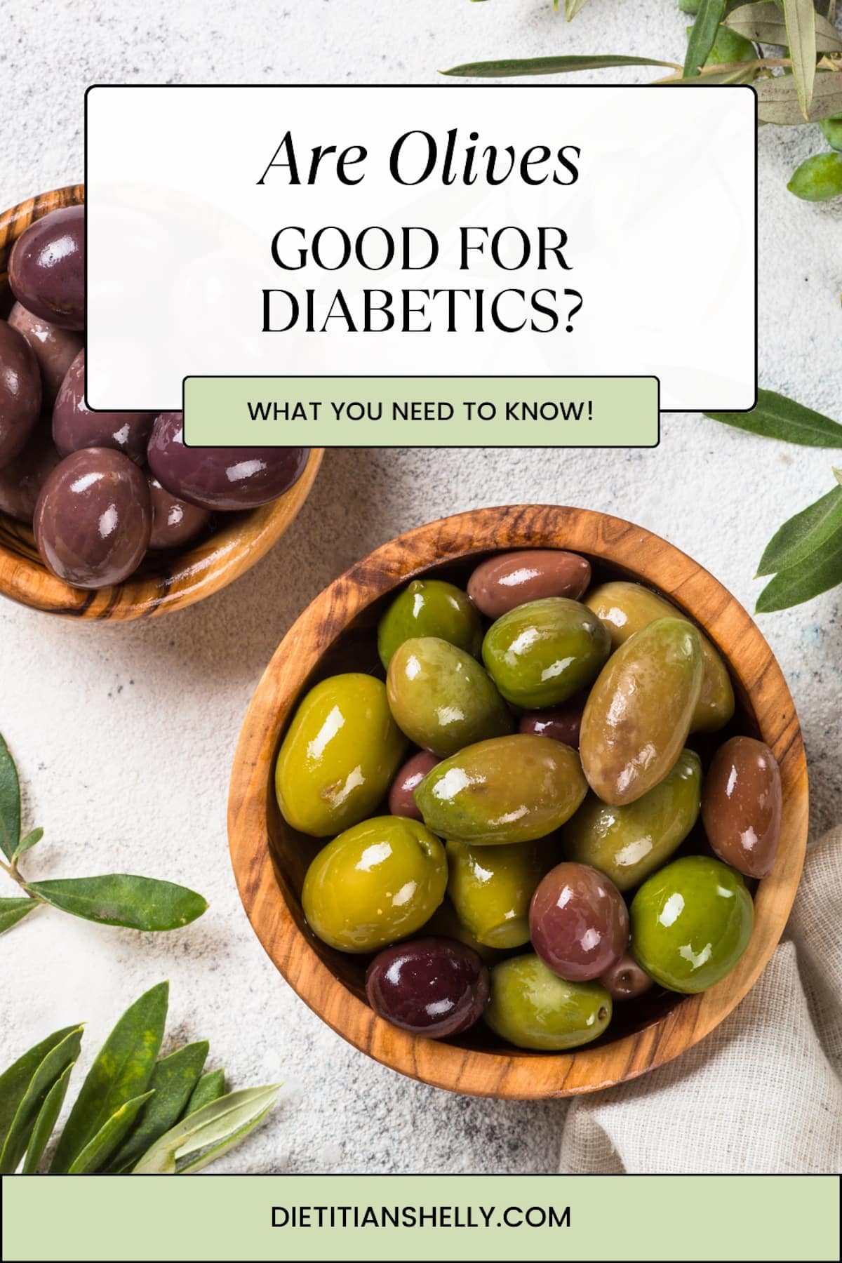 Infographic asking the question are olives good for diabetics. 